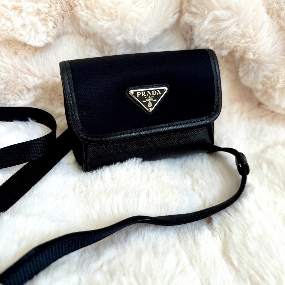 Prada Saffiano and Nylon Crossbody Mini Pouch Bag